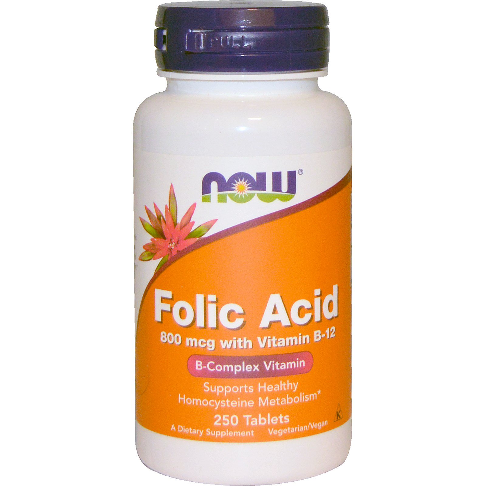 Now Foods, Folic Acid with Vitamin B-12, 800 mcg, 250 ...