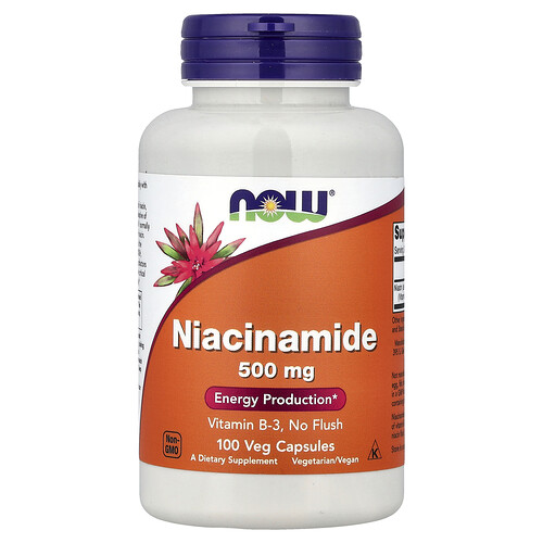 NOW Foods ナイアシンアミド 500mg ベジカプセル100粒