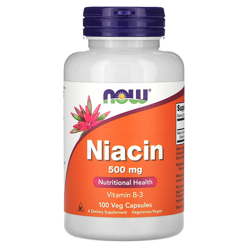 NOW Foods ナイアシン 500mg ベジカプセル100粒