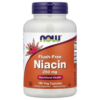 NOW Foods, Niacina antienrojecimiento, 250 mg, 180 cápsulas vegetales