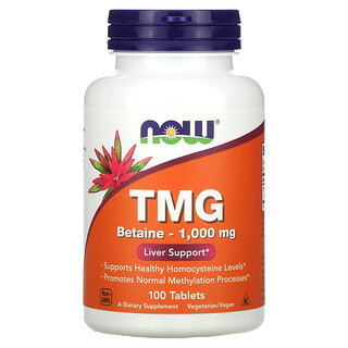 Now Foods, TMG (トリメチルグリシン)、1,000 mg、 100粒