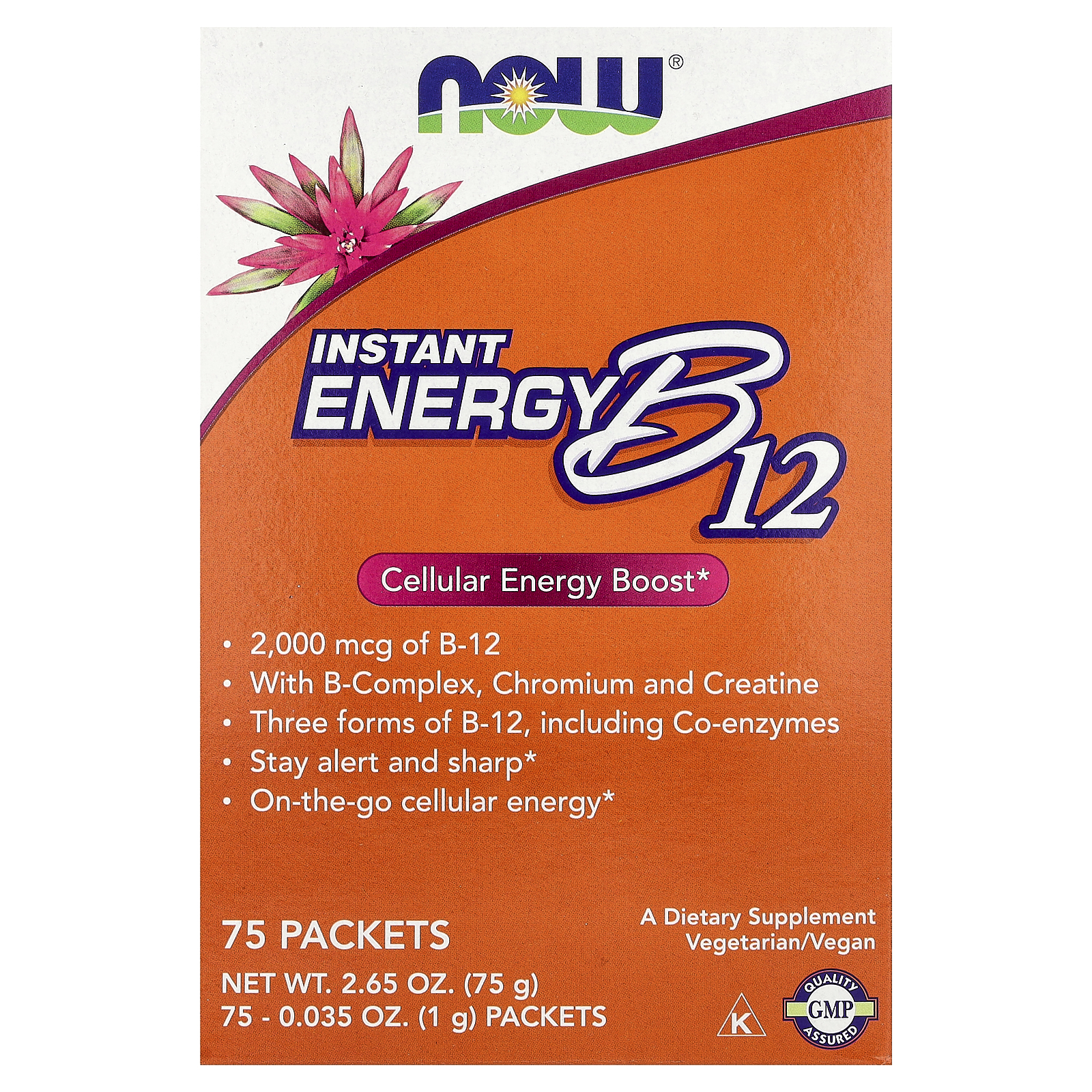 NOW Foods (나우푸드), 인스턴트 에너지 B12, 75팩, 각 1g(0.035oz)