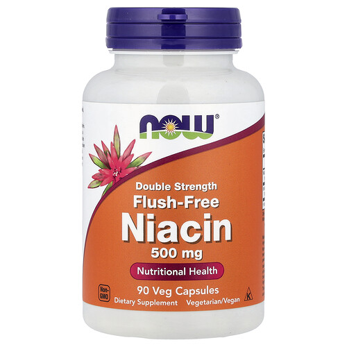 NOW Foods フラッシュフリー ナイアシン 500mg ベジカプセル90粒