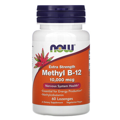 Now Foods Extra Strength Methyl B-12, 10,000 mcg, 60 Lozenges