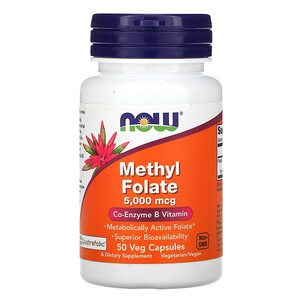 Now Foods, Methyl Folate, 5,000 mcg, 50 Veg Capsules отзывы покупателей