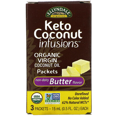 

Now Foods Ellyndale Naturals, Keto Coconut Infusions, безлактозный ароматизатор масла, 3 пакетика, 15 мл (0,5 жидк. унции) каждый