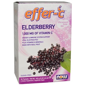 Now Foods, Effer-C, шипучий растворимый напиток, бузина, 30 пакетиков по 5,5 г 