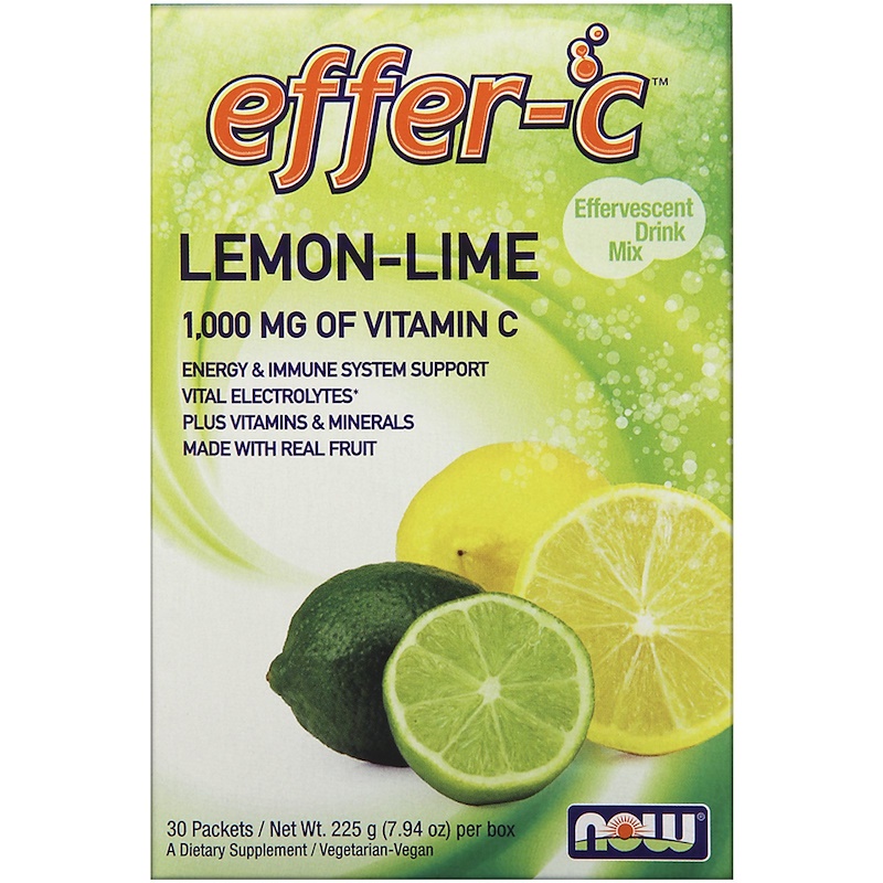 Now Foods, EfferC, Effervescent Drink Mix, LemonLime, 30 Packets, (7.
