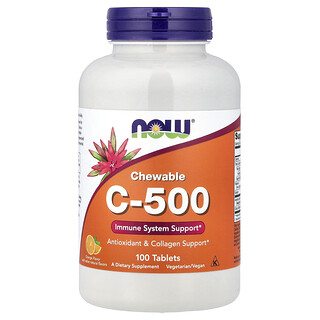NOW Foods, C-500, Narancs, 100 Tabletta