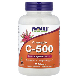NOW Foods, C-500 masticable, Cereza, 100 comprimidos