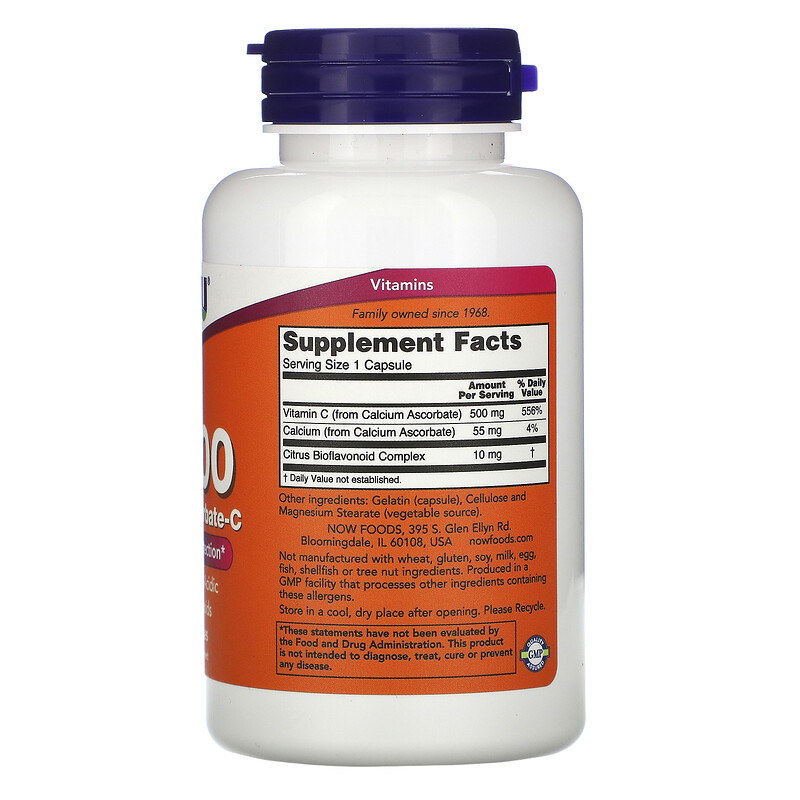 NOW Foods, C 500, Calcium Ascorbate C, 100 Capsules