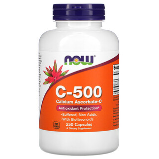 Now Foods, C-500, 아스코르브산칼슘-C, 캡슐 250정
