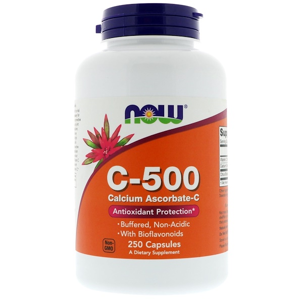 Now Foods, C-500, ΠΡΠΊΠΎΡΠ±Π°Ρ ΠΊΠ°Π»ΡΡΠΈΡ-C, 250 ΠΊΠ°ΠΏΡΡΠ»
