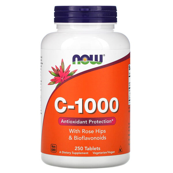 فيتامين جـ - 1000، يحتوي على ورد المسك والفلافونويدات الحيوية، 250 قرصًا
