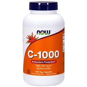 Now Foods, C-1000, с 100 мг биофлавоноидов, 250 растительных капсул
