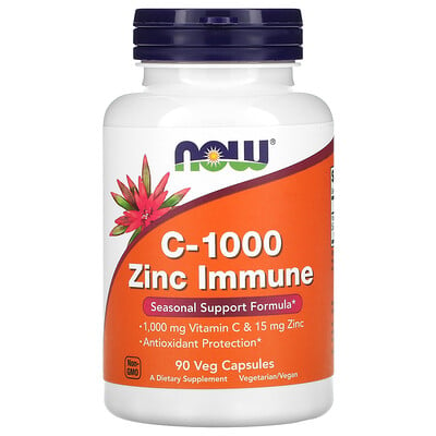 Now Foods C-1000 Zinc Immune, Seasonal Support Formula, 90 Veg Capsules
