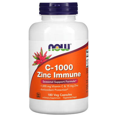 Now Foods C-1000 Zinc Immune, Seasonal Support Formula, 180 Veg Capsules