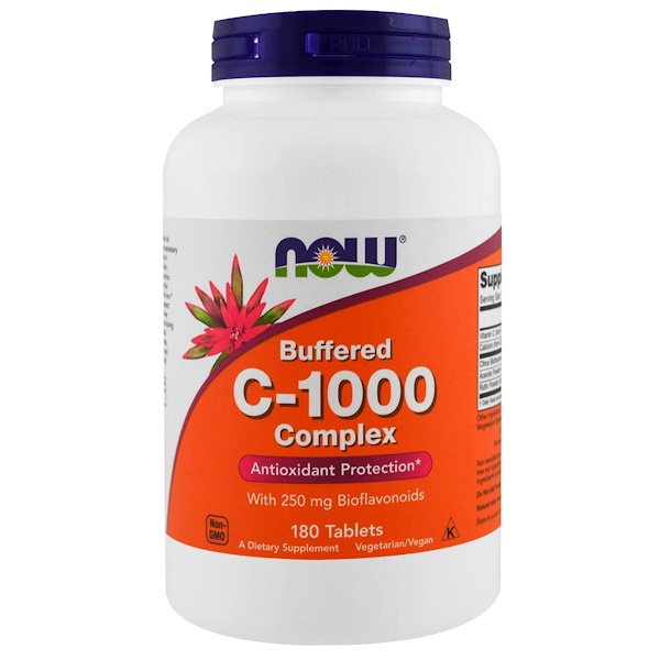 Now Foods, C-1000, Буферизованный C, 180 Таблеток