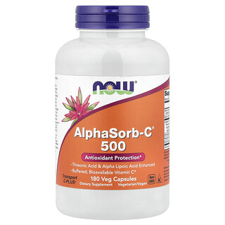 NOW Foods, AlphaSorb-C 500 緩衝維生素 C，180 粒素食膠囊