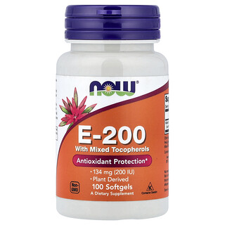ناو فودز‏, E-200 مع توكوفيرولات مختلطة ، 134 ملجم (200 وحدة دولية) ، 100 كبسولة هلامية