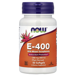 NOW Foods, E-400, 268 mg (400 IU), 50 měkkých kapslí