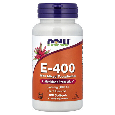 Product Image for NOW Foods, E-400 with Mixed Tocopherols, 268 mg (400 IU), 100 Softgels
