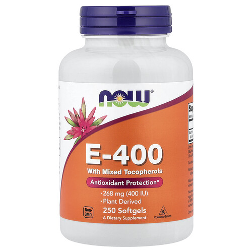 NOW Foods, E-400 with Mixed Tocopherols, 268 mg (400 IU), 250 Softgels
