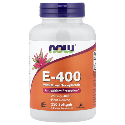 Product Image for NOW Foods, E-400 with Mixed Tocopherols, 268 mg (400 IU), 250 Softgels