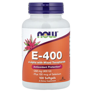 NOW Foods, E-400 D-alfa con tocoferoles mixtos, 100 cápsulas blandas