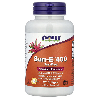 NOW Foods, Sun-E™ 400, 268 mg (400 UI), 120 cápsulas blandas