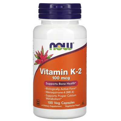 NOW Foods Витамин K2 100 мкг 100 растительных капсул