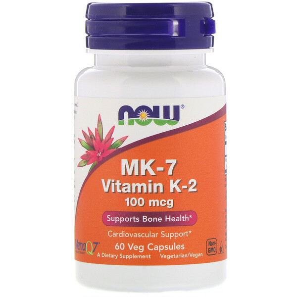 Now Foods, MK-7, витамин K-2, 100 мкг, 60 растительных капсул