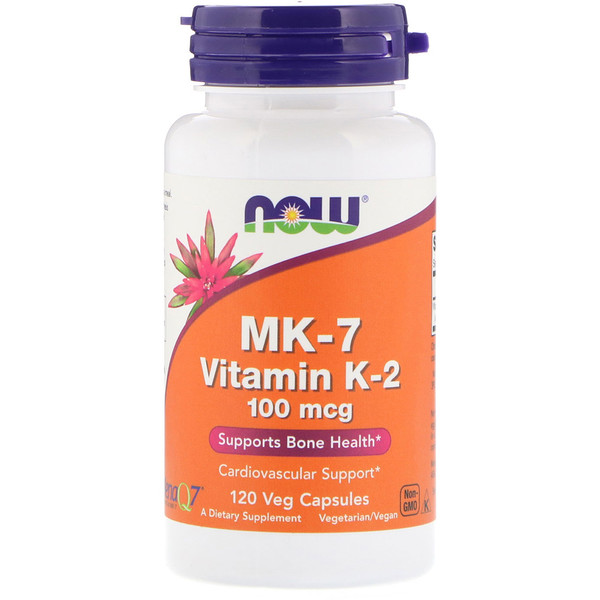 Now Foods, MK-7 витамин K-2 , 100 мкг, 120 капсул в растительной оболочке
