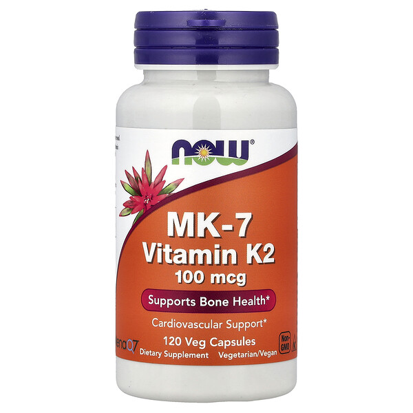 NOW Foods MK-7 Vitamin K-2 , 100 mcg, 120 Veg Capsules