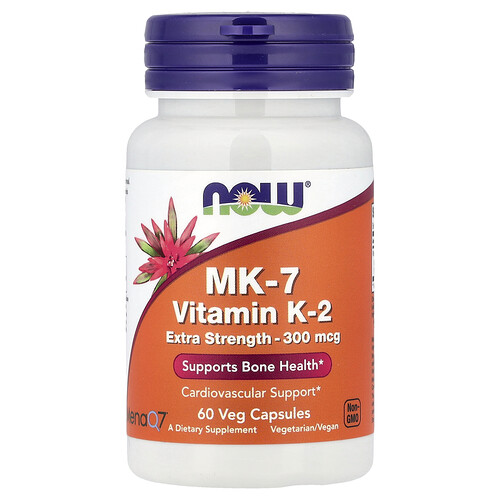 NOW Foods, MK-7 Vitamin K-2, Vitamin K2, 300 mcg, 60 pflanzliche Kapseln