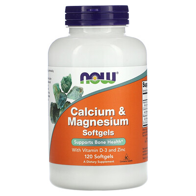 

NOW Foods, Calcium & Magnesium with Vitamin D3 and Zinc, 120 Softgels