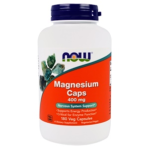Now Foods, Magnesium Caps, 400 mg, 180 Capsules