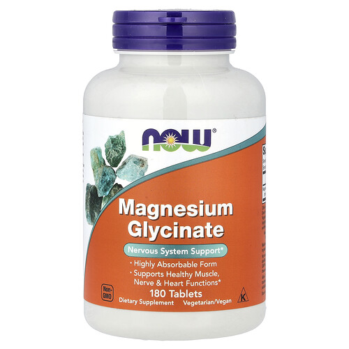 NOW Foods マグネシウム グリシネート 180タブレット（1タブレットあたり100mg）