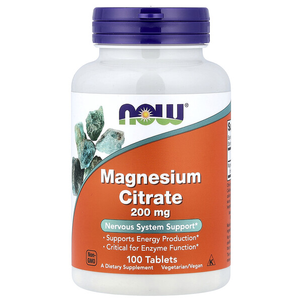 NOW Foods Magnesium Citrate, 200 mg, 100 Tablets