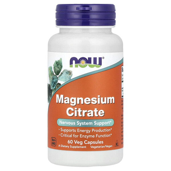 NOW Foods Magnesium Citrate, 60 Veg Capsules (133 mg per Capsule)