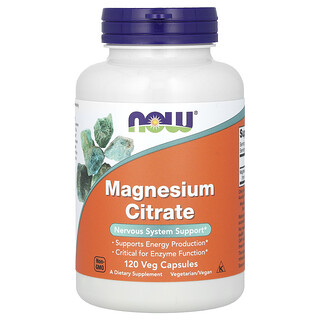 NOW Foods, Magnesiumsitrat, 120 vegetabilske kapsler (133 mg per kapsel)