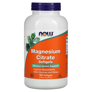 Now Foods, Magnesium Citrate, Magnesiumcitrat, 180 Weichkapseln