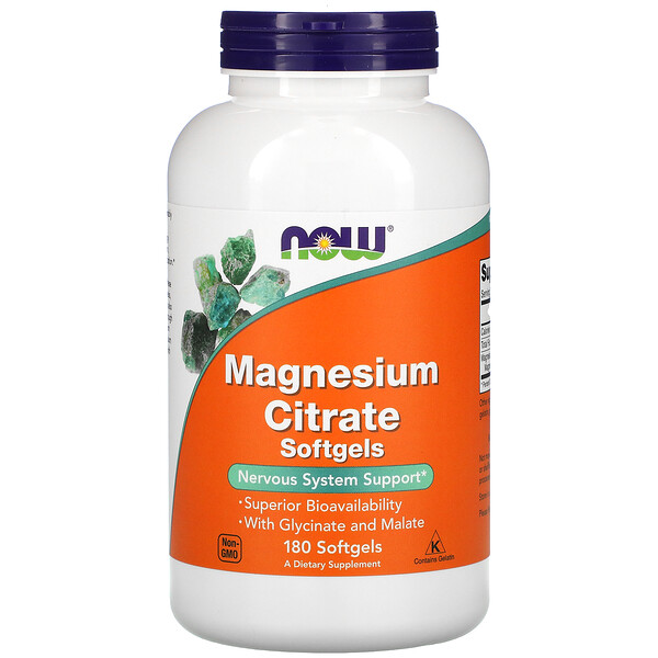 Now Foods, Magnesium Citrate, Magnesiumcitrat, 180 Weichkapseln