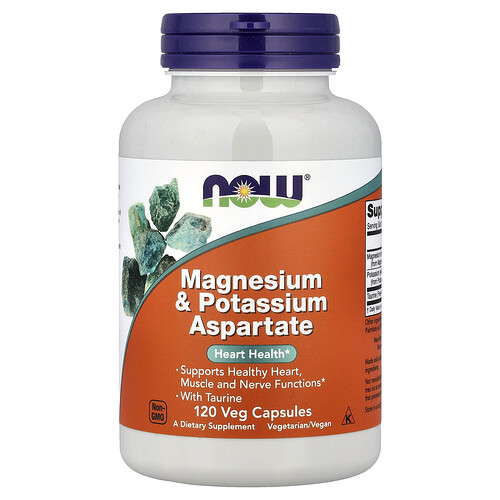 NOW Foods, Magnesium & Potassium Aspartate, 120 Veg Capsules