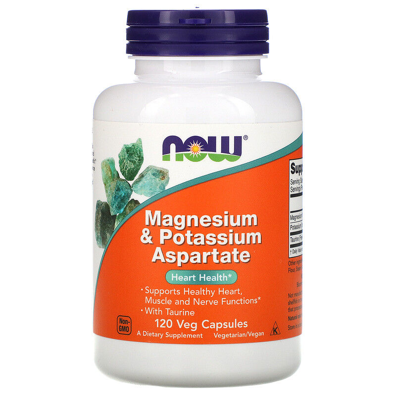 Now Foods, Magnesium & Potassium Aspartate, 120 Veg Capsules iHerb