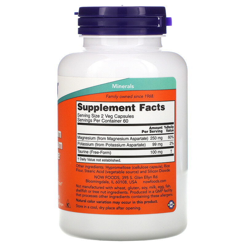 Now Foods, Magnesium & Potassium Aspartate, 120 Veg Capsules iHerb