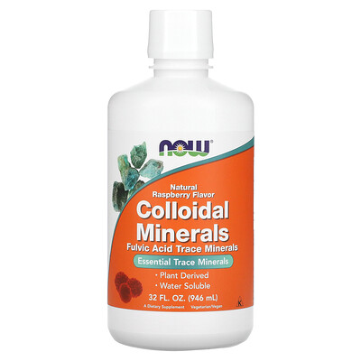 NOW Foods коллоидные минералы натуральный вкус малины 946 мл (32 жидк. унции)