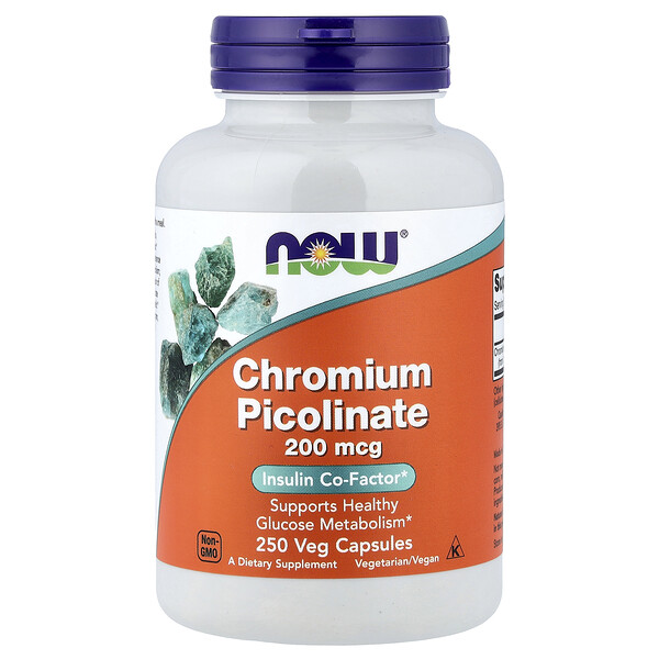 NOW Foods Chromium Picolinate, 200 mcg, 250 Veg Capsules