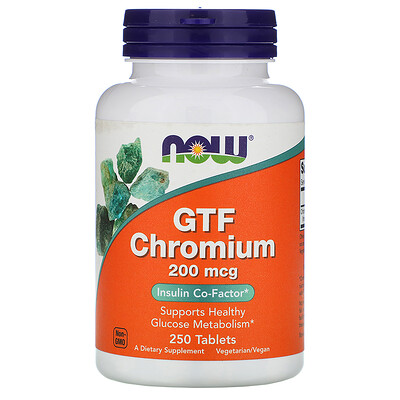 Now Foods GTF Chromium, 200 мкг, 250 таблеток