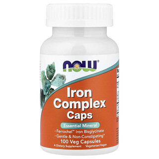 NOW Foods, Complejo de hierro en cápsulas, 100 cápsulas vegetales